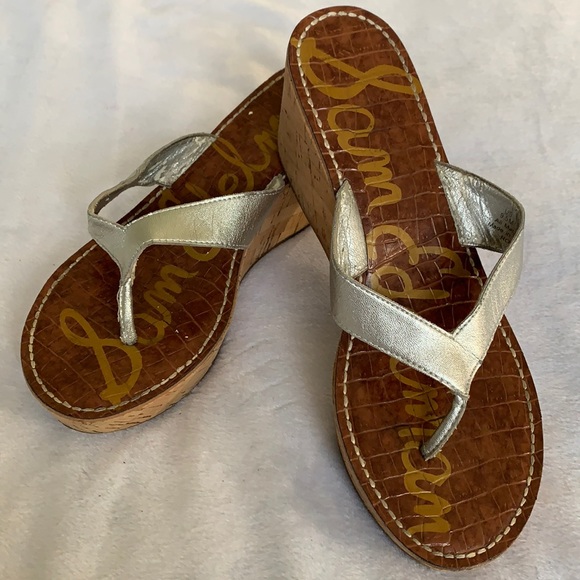 Shoes - Sam Edelman Silver Wedge Thong